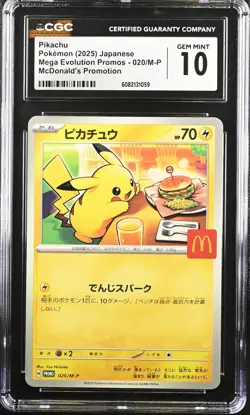 CGC 10 Graded Pokemon Pikachu 020/m-p Mcdonald's Promotion Japanese - Image 1