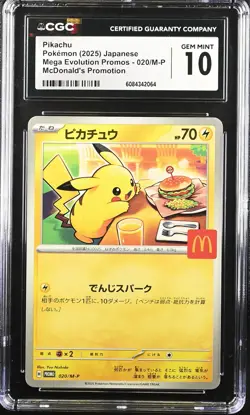 CGC 10 Graded Pokemon Pikachu 020/m-p Mcdonald's Promotion Japanese - Image 1