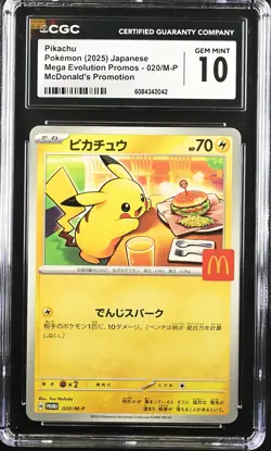 CGC 10 Graded Pokemon Pikachu 020/m-p Mcdonald's Promotion Japanese - Image 1