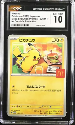 CGC 10 Graded Pokemon Pikachu 020/m-p Mcdonald's Promotion Japanese - Image 1