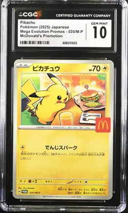 CGC 10 Graded Pokemon Pikachu 020/m-p Mcdonald's Promotion Japanese - Image 1
