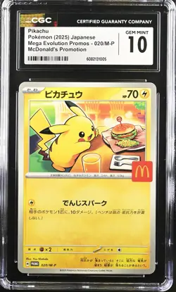 CGC 10 Graded Pokemon Pikachu 020/m-p Mcdonald's Promotion Japanese - Image 1