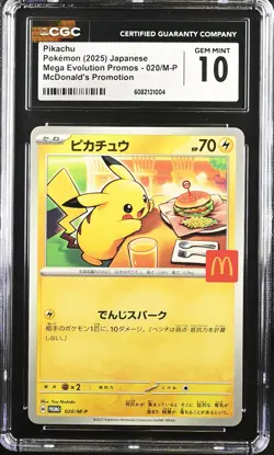 CGC 10 Graded Pokemon Pikachu 020/m-p Mcdonald's Promotion Japanese - Image 1