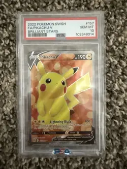 Pokemon Pikachu v Full Art Holo Card 157/172SWSH09: Brilliant Stars - Image 1