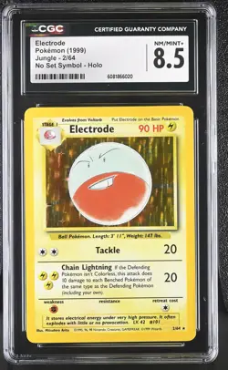 CGC 8.5 Electrode 1999 Jungle 2/64 No Set Symbol Holo Pokemon Card - Image 1