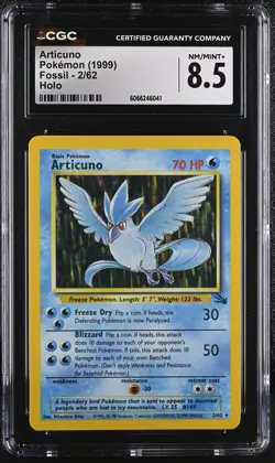 CGC 8.5 Articuno 1999 Fossil 2/62 Holo Pokemon Card - Image 1