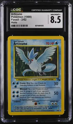 CGC 8.5 Articuno 1999 Fossil 2/62 Holo Pokemon Card - Image 1