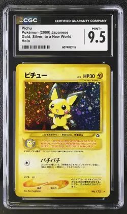 CGC 9.5 MINT+ Pichu Japanese Neo Genesis 172 Holo SWIRL Pokemon Card - Image 1