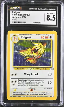 CGC 8.5 Pidgeot 1999 Jungle 8/64 Holo Pokemon Card - Image 1