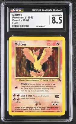 CGC 8.5 Moltres 1999 Fossil 12/62 Holo Pokemon Card - Image 1