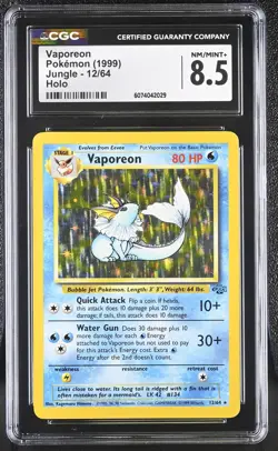 CGC 8.5 Vaporeon 1999 Jungle 12/64 Holo Pokemon Card - Image 1