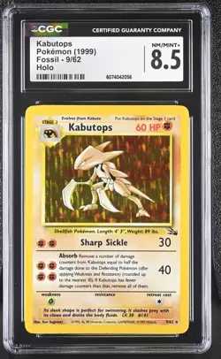 CGC 8.5 Kabutops 1999 Fossil 9/62 Holo Pokemon Card - Image 1