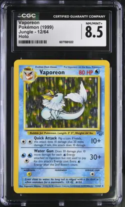 CGC 8.5 Vaporeon 1999 Jungle 12/64 Holo Pokemon Card - Image 1