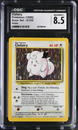 CGC 8.5 Clefairy 1999 Base Set 5/102 Holo Pokemon Card - Image 1