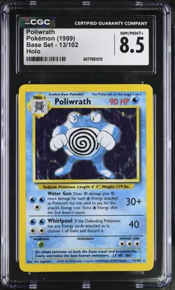 CGC 8.5 Poliwrath 1999 Base Set 13/102 Holo Pokemon Card - Image 1