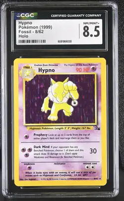 CGC 8.5 Hypno 1999 Fossil 8/62 Holo Pokemon Card - Image 1