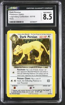 CGC 8.5 Dark Persian 2002 Legendary Collection 6/110 Holo Pokemon Card - Image 1