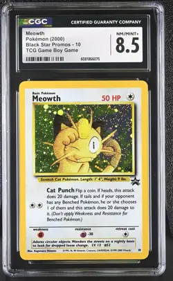 CGC 8.5 Meowth 2000 Black Star Promos 10 Holo GB Pokemon Card - Image 1