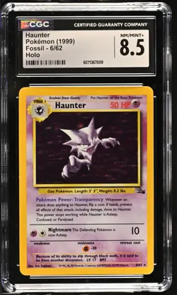 CGC 8.5 Haunter 1999 Fossil 6/62 Holo Pokemon Card - Image 1
