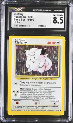 CGC 8.5 Clefairy 1999 Base Set 5/102 Holo Pokemon Card - Image 1