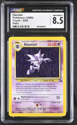 CGC 8.5 Haunter 1999 Fossil 6/62 Holo Pokemon Card - Image 1