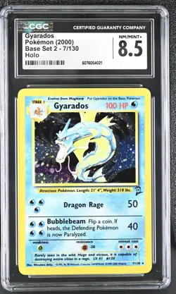CGC 8.5 Gyarados 2000 Base Set 2 7/130 Holo SWIRL Pokemon Card - Image 1