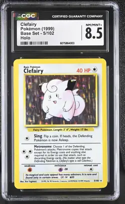 CGC 8.5 Clefairy 1999 Base Set 5/102 Holo Pokemon Card - Image 1