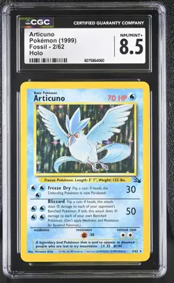 CGC 8.5 Articuno 1999 Fossil 2/62 Holo Pokemon Card - Image 1
