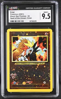 CGC 9.5 MINT+ Entei 2001 Black Star Promos 34 Reverse Holo Pokemon Card - Image 1