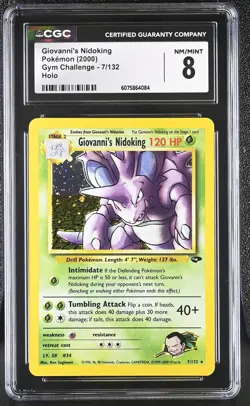 CGC 8 Giovanni's Nidoking 2000 Gym Challenge 7/132 Holo Pokemon Card - Image 1