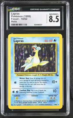 CGC 8.5 Lapras 1999 Fossil 10/62 Holo Pokemon Card - Image 1