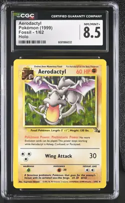 CGC 8.5 Aerodactyl 1999 Fossil 1/62 Holo Pokemon Card - Image 1
