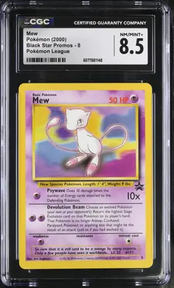 CGC 8.5 Mew 2000 Black Star Promos 8 Pokemon League Pokemon Card - Image 1