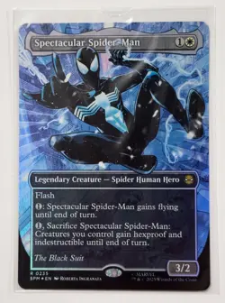 MTG Spider-Man • Spectacular Spider-Man 0235 Borderless Textured Foil Black Suit - Image 2