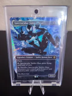 MTG Spider-Man • Spectacular Spider-Man 0235 Borderless Textured Foil Black Suit - Image 4