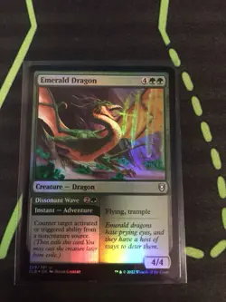 MTG Magic The Gathering Emerald Dragon Foil CLB DnD Green Commander - Image 1