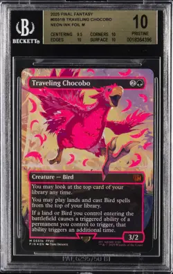 2025 MTG FINAL FANTASY NEON INK FOIL #0551B TRAVELING CHOCOBO BGS 10 - Image 1