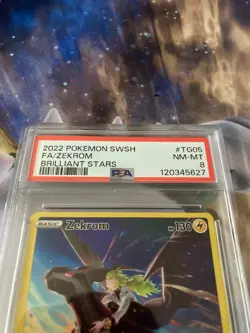 2022 POKEMON SWORD & SHIELD BRILLIANT STARS #TG05 FULL ART/ZEKROM PSA 8 - Image 3