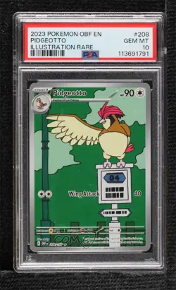 Pidgeotto Illustration Rare Pokemon SV03: Obsidian Flames (OBF) PSA 10 GEM MT - Image 1