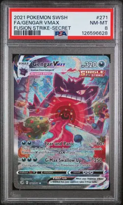 Pokemon Gengar VMAX Fusion Strike Secret Rare Full Alt Art #271 PSA 8 - Image 1
