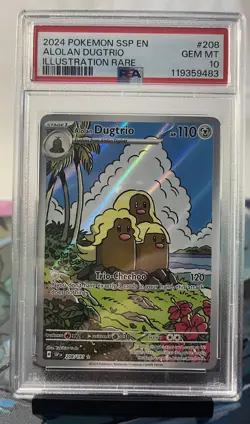 2024 POKEMON SSP EN ALOLAN DUGTRIO ILLUSTRATION RARE #208/191 PSA 10 - Image 1