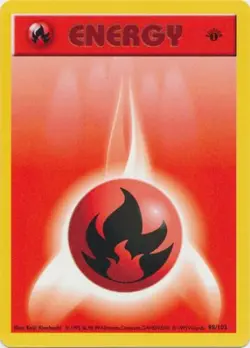 Pokemon Card - Base 98/102 - FIRE ENERGY (common) **1st Edition** - NM - Image 1