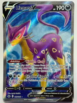 Liepard V (Full Art) 180/198 Ultra Rare SWSH06: Chilling Reign Pokemon Card - Image 1