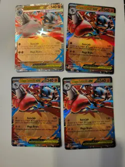 Mega Lucario Ex X4 Playset Mega Evolution Ultra Rare Pokemon Cards - Image 1