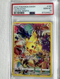 2023 Pokemon SWSH FA/Pikachu Crown Zenith #160 PSA 10 - Image 3
