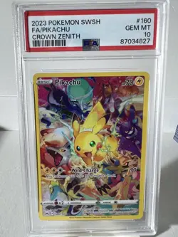 2023 Pokemon SWSH FA/Pikachu Crown Zenith #160 PSA 10 - Image 5