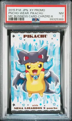 2015 POKEMON JPN XY PROMO PONCHO-WEARING PIKACHU PSA 7 - Image 1