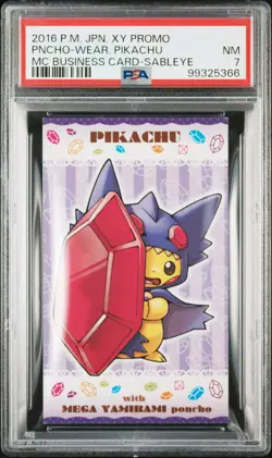 2016 POKEMON JPN XY PROMO PONCHO-WEARING PIKACHU PSA 7 - Image 1