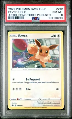 2022 POKEMON SWSH BLACK STAR PROMO #212 EEVEE-HOLO PSA 8 - Image 1