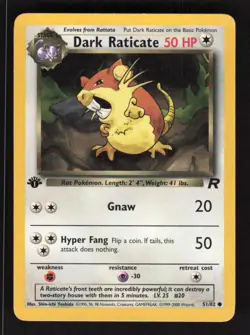 Pokemon Team Rocket #51/82 Dark Raticate 1st Edition Common - Image 1